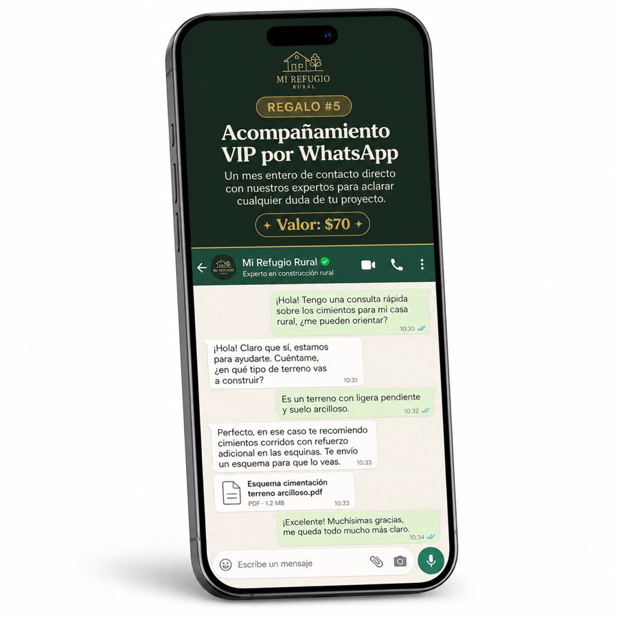 Mockup del Soporte VIP en WhatsApp