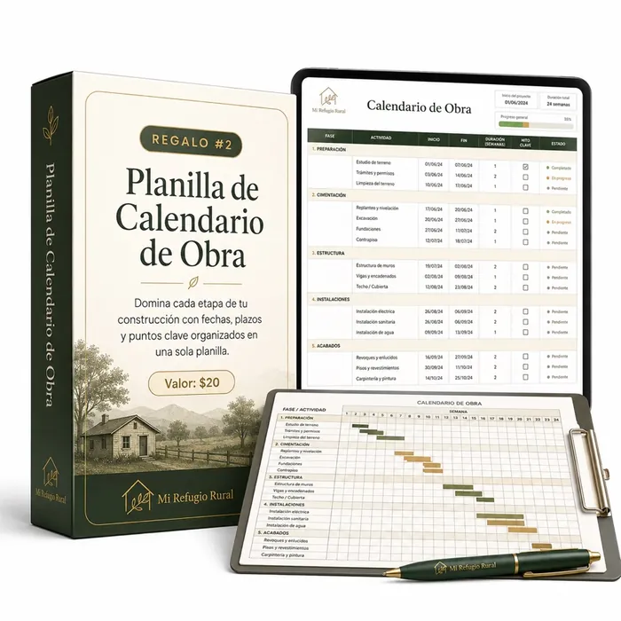 Mockup de la Planilla de Calendario de Obra