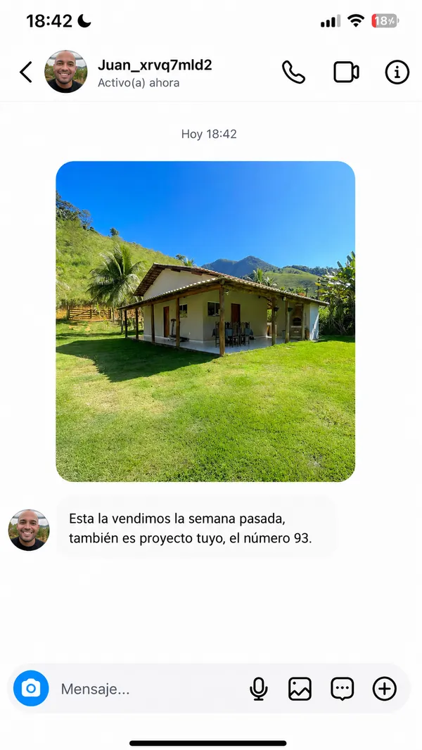 Testimonio de un cliente por Instagram