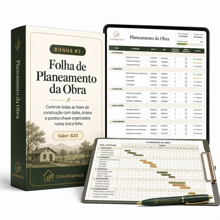 Mockup do Folha de Planeamento da Obra