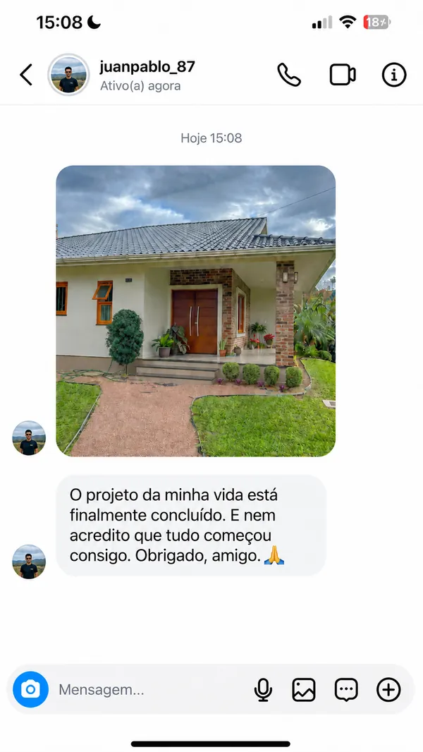 Testemunho de um cliente no Instagram