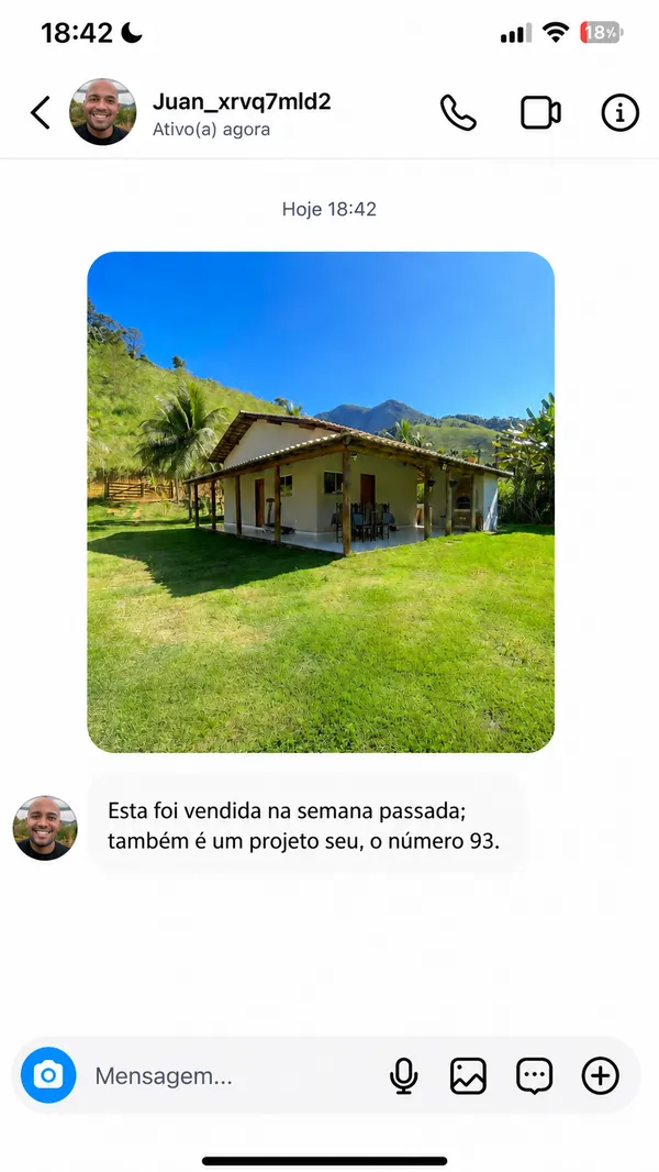 Testemunho de um cliente no Instagram