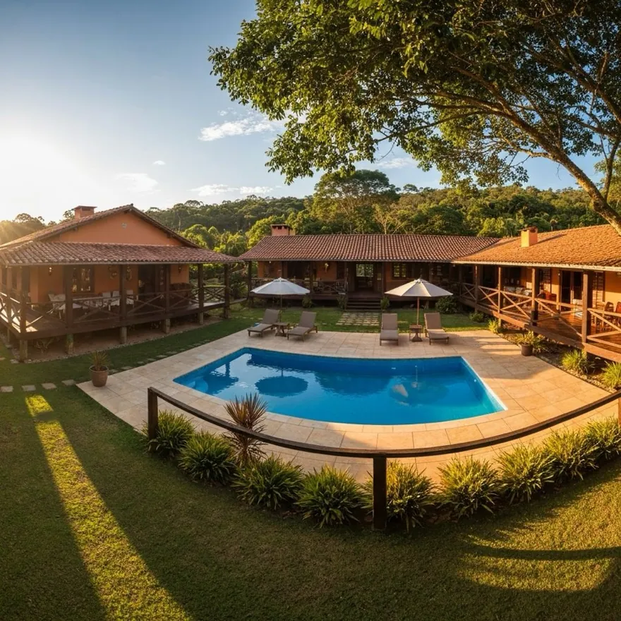Casa de campo com piscina construída pelo Joaquim