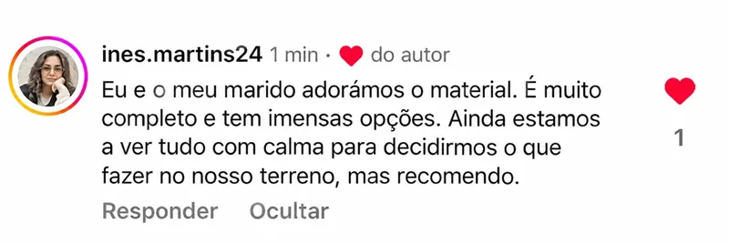 Comentário de uma cliente no Instagram